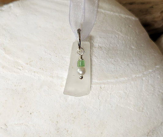 Crisp White Sea Glass Charm