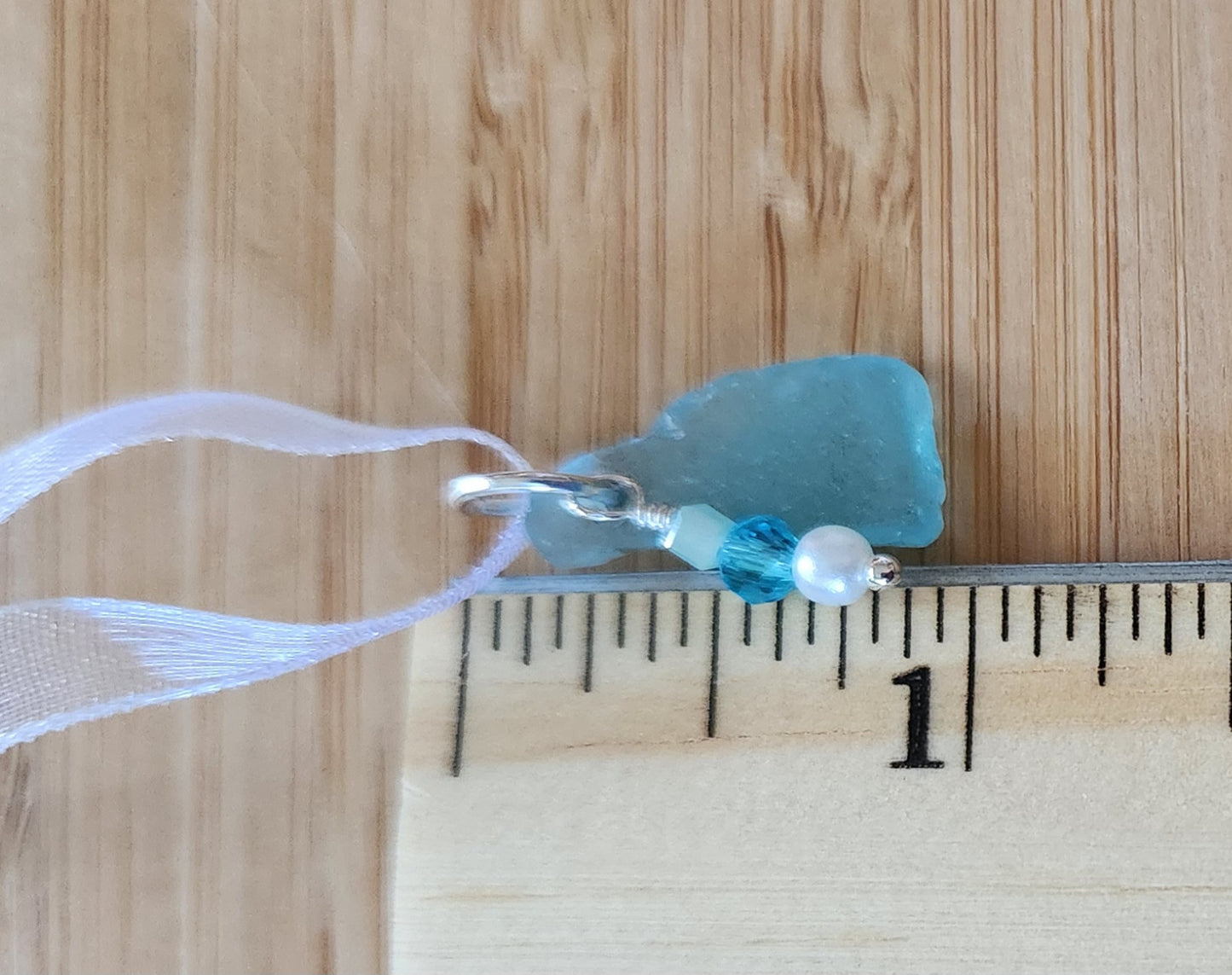 Pale Cornflower-Blue Sea Glass Charm