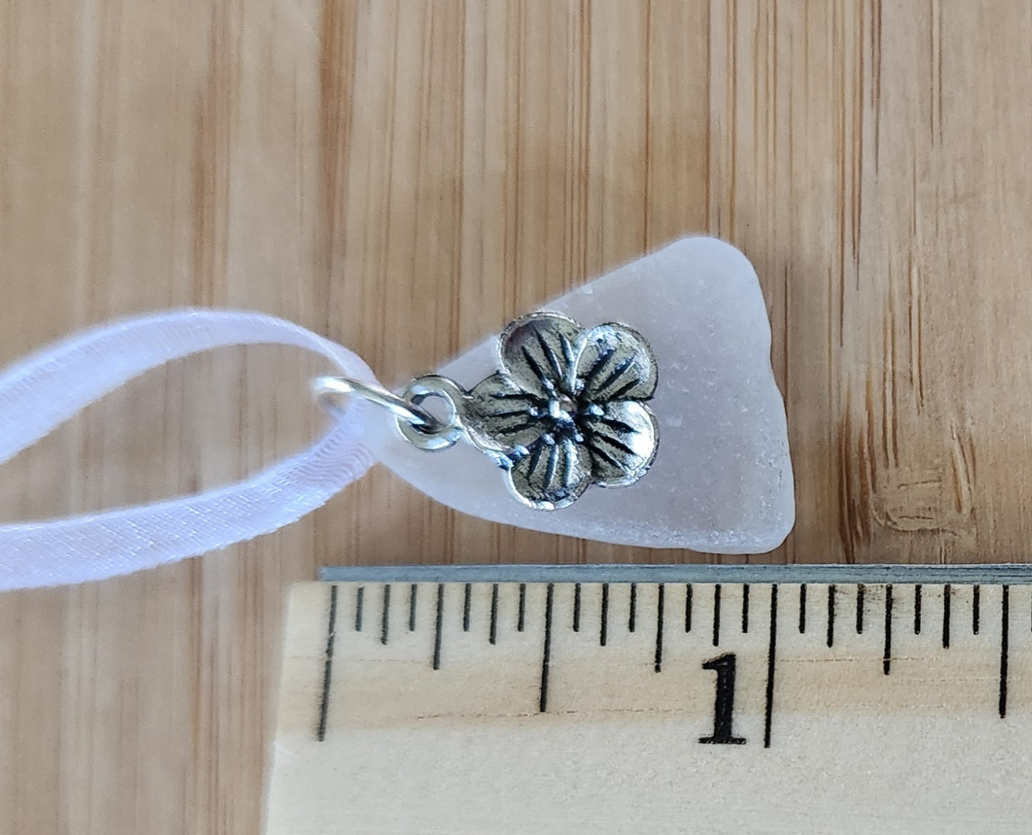 Soft White Triangle Charm with Flower