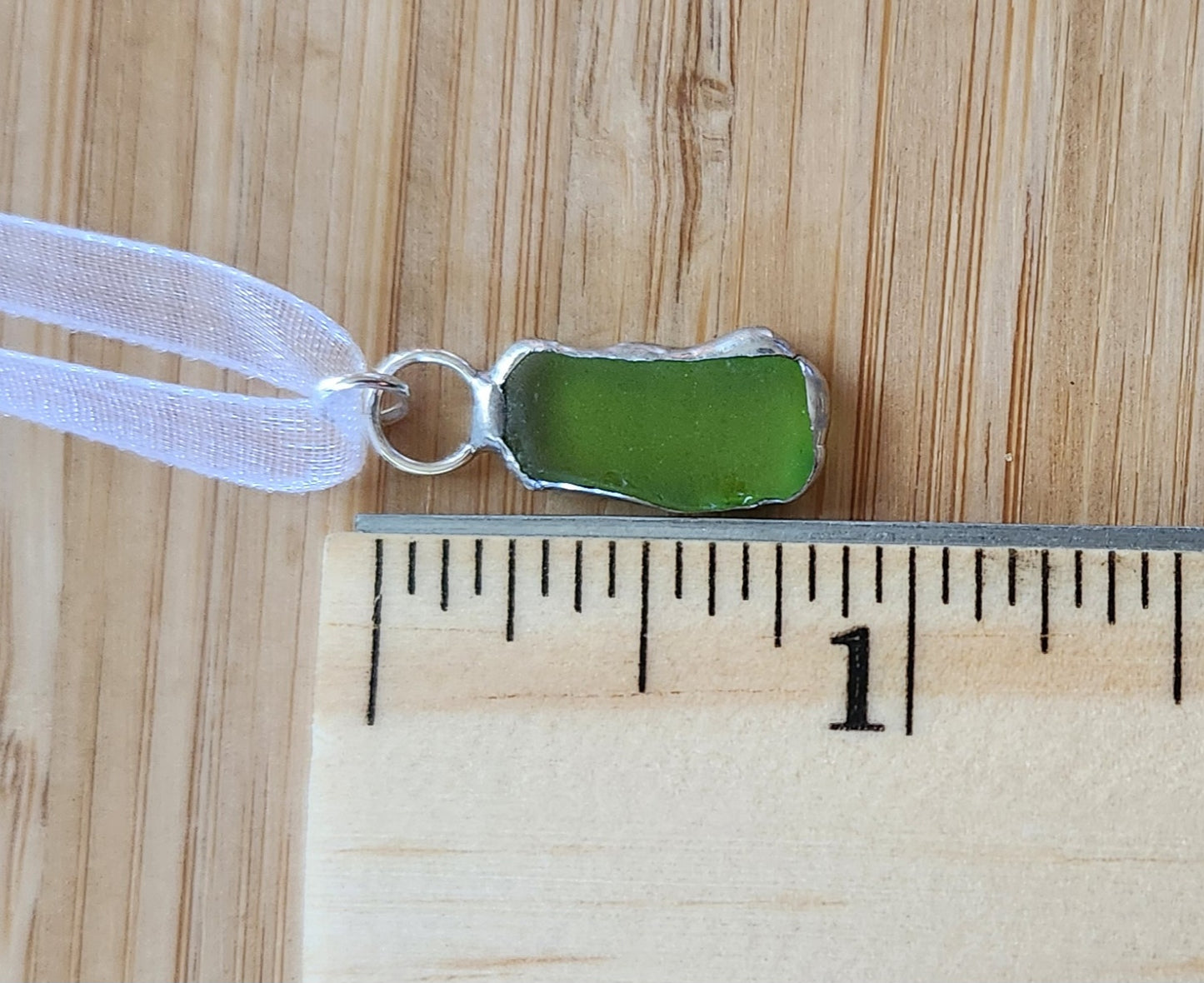 Stained-Glass-style green sea-glass charm