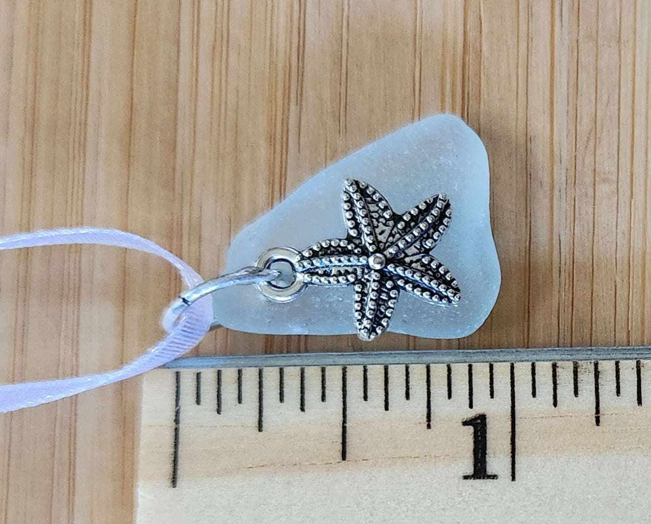 Pale Blue Sea Glass with Starfish Charm