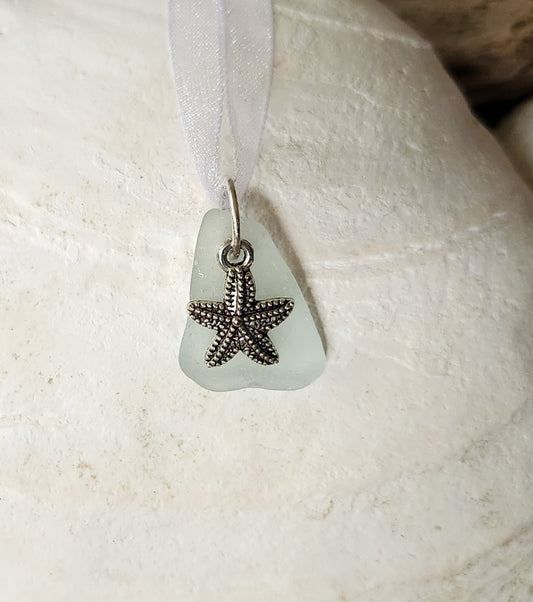 Pale Blue Sea Glass with Starfish Charm