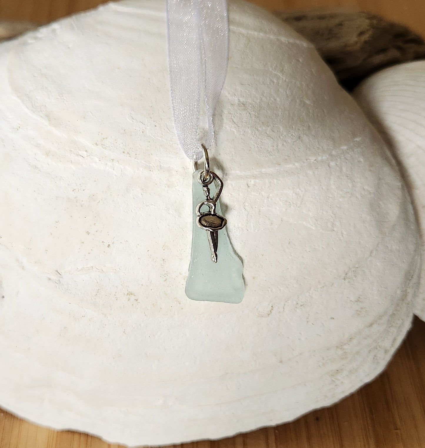 Soft Blue Sea Glass with Ballerina Charm